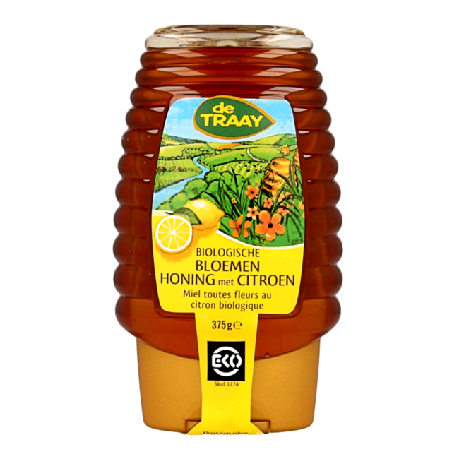 Traay Blütenhonig mit Zitrone Quetschflasche Bio 365 Gramm