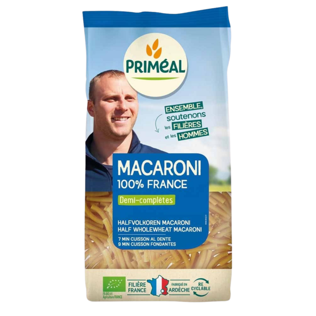 Primeal Organic Semi-wholewheat Macaroni 500g