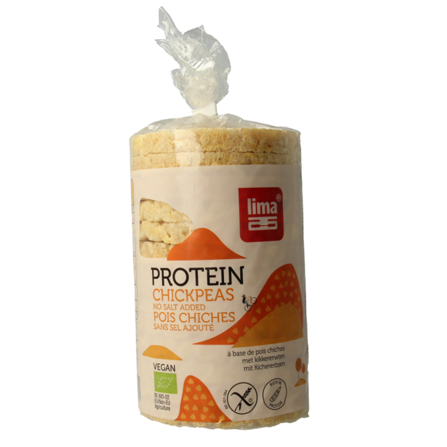 Wafle Lima z białkiem z ciecierzycy, bio, 100 g