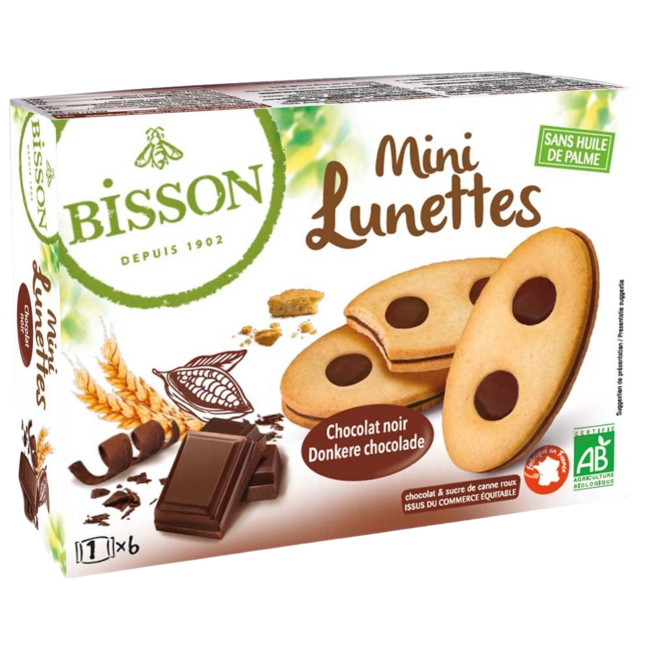 Bisson Mini Lunettes Bio Fourrées au Chocolat 175 g