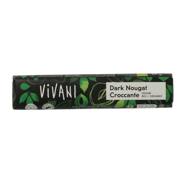 Vivani Organic Dark Nougat Croccante Chocolate To Go 35g