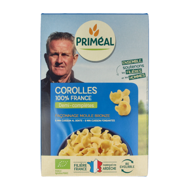 Pasta Primeal Corolle semi-integral bio 400 g