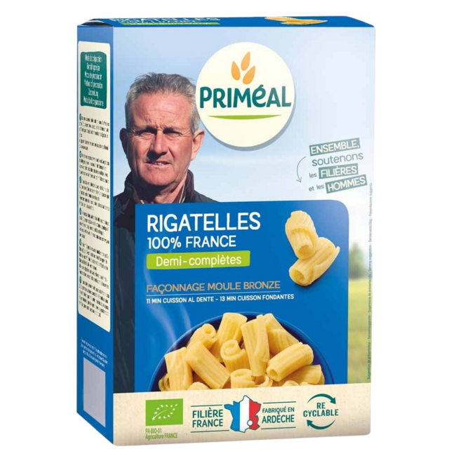 Primeal Rigatelle pâtes semi-complètes bio 400 g