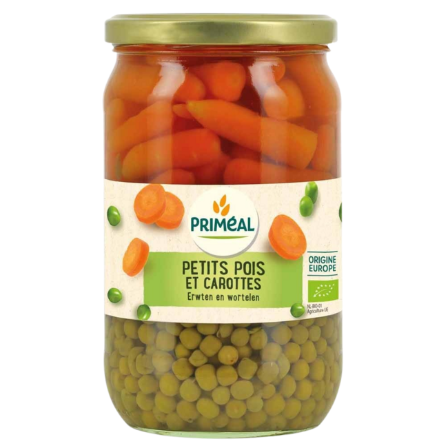 Primeal Doperwten wortelen bio 680 Gram