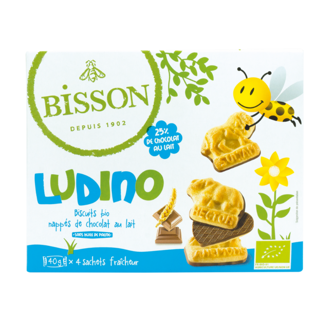 Biscuits Bisson Ludino au chocolat au lait 4 sachets bio 160 grammes