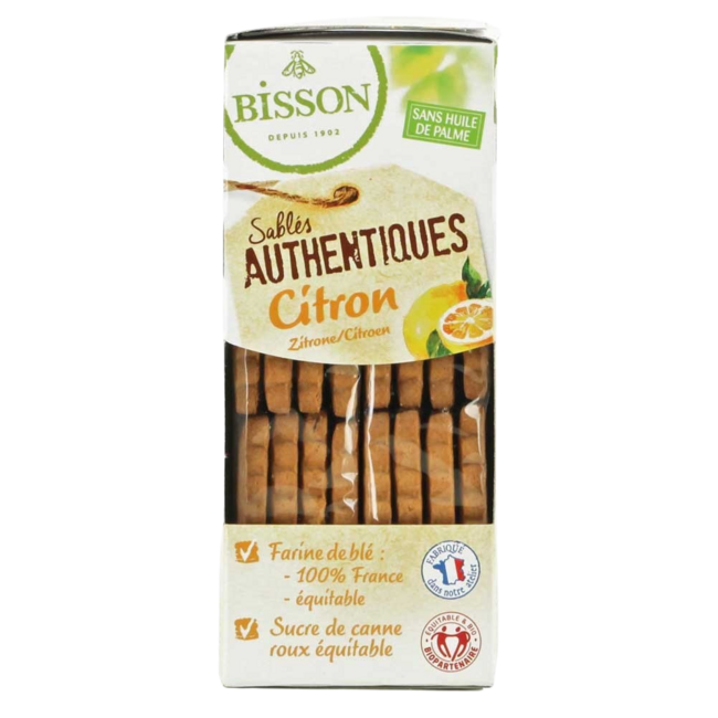 Bisson Autentyczne kruche ciasteczka cytrynowe bio 183 Gramy