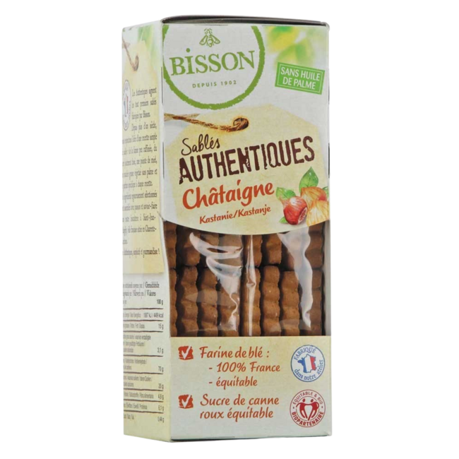 Bisson Galletas de mantequilla auténticas con castaña bio 180 g