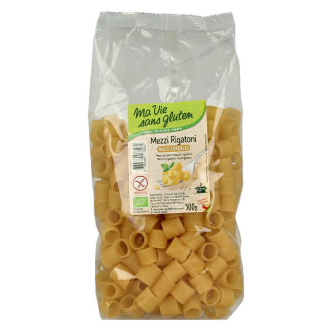 Organic gluten-free multi-grain mezzi rigatoni pasta 500g
