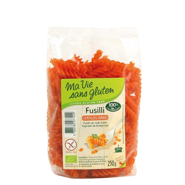 Ma Vie Sans Fusilli z czerwonej soczewicy bezglutenowe bio 250 Gram
