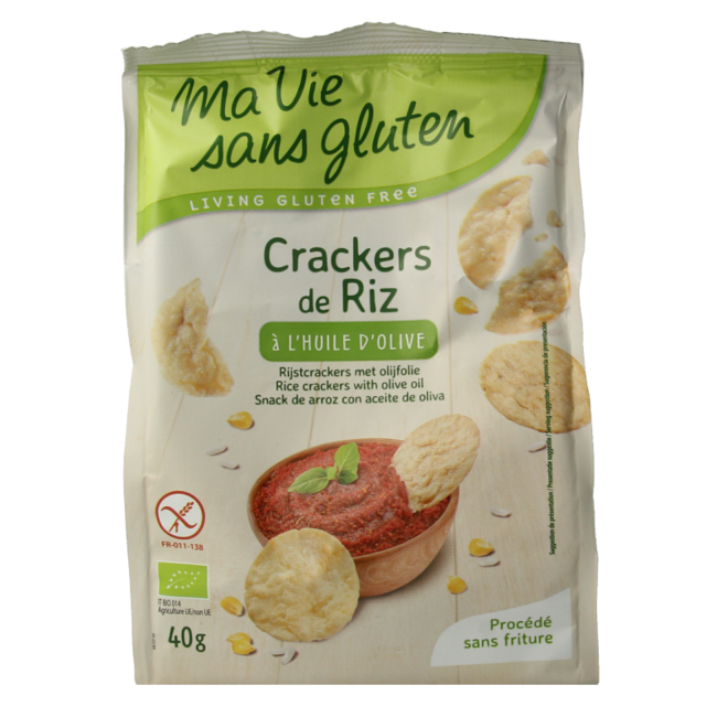 Krakersy ryżowe z oliwą z oliwek, bezglutenowe, bio 40 Gram