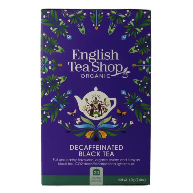 English Tea Shop Tè Nero Decaffeinato Biologico per la Colazione, 20 Bustine