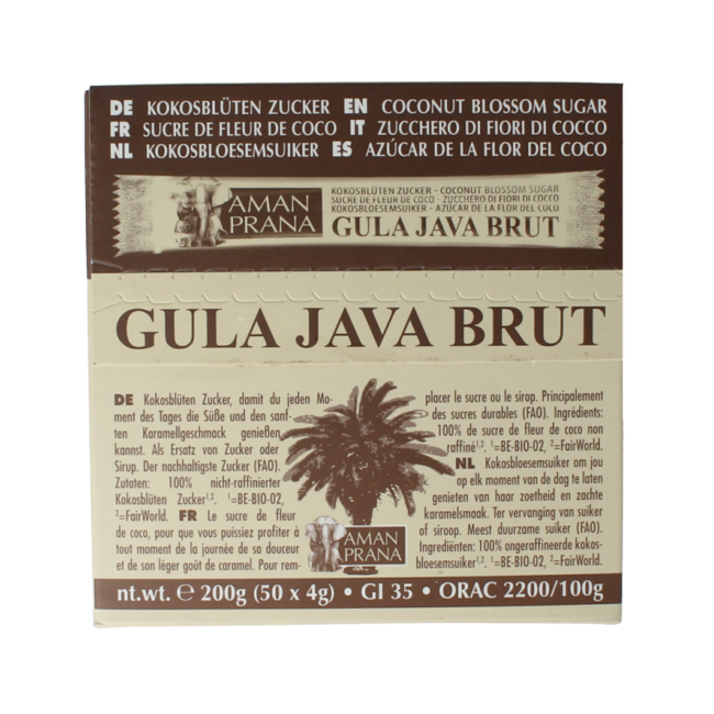 Amanprana Gula Java Brut Sticks 50 x 4 Gramm Bio 200 Gramm