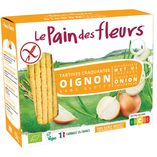 Knusprige Bio-Cracker mit Zwiebel, glutenfrei, 150 Gramm
