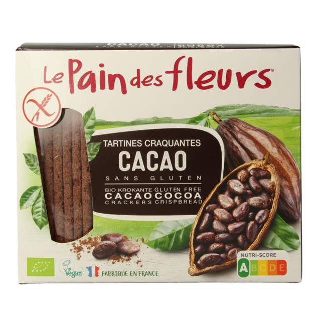Pain Des Fleurs Krokante bio crackers met cacao bio 160 Gram