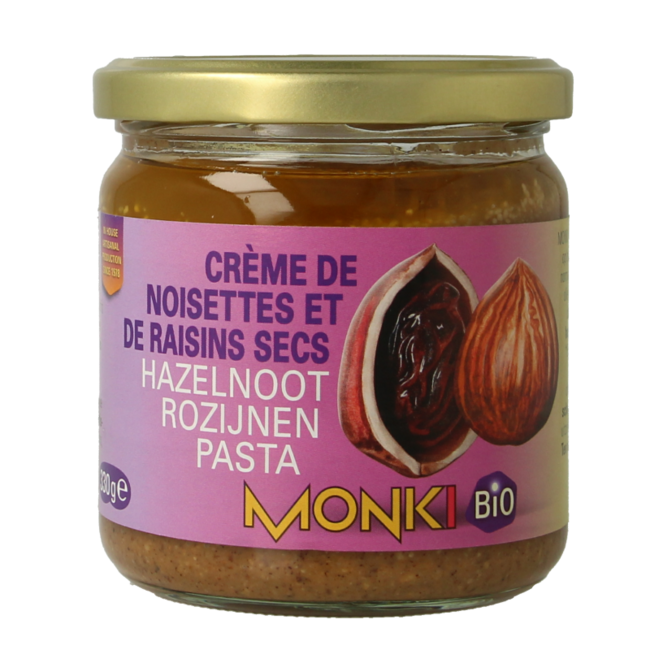 Hazelnoten-rozijnenpasta eko bio 330 Gram