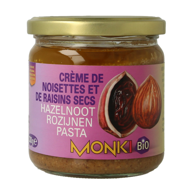 Organic hazelnut and raisin spread 330g