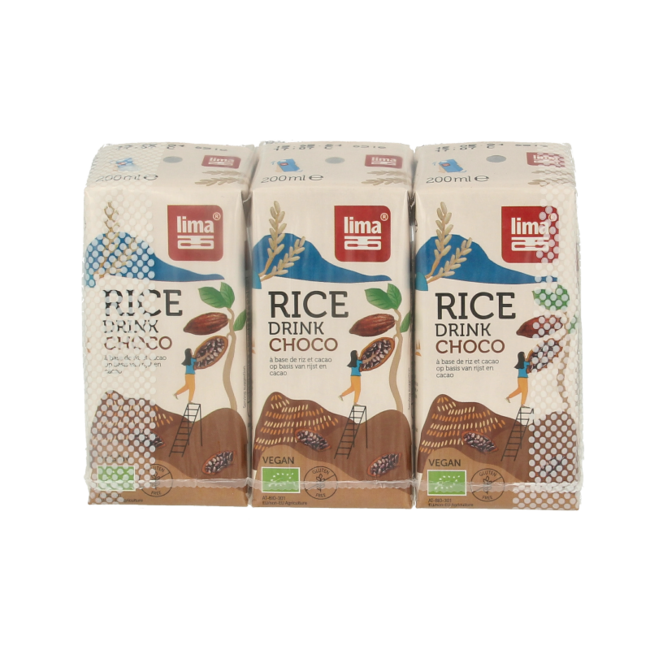 Lima Bebida de arroz con chocolate y calcio 200 ml bio - 3 unidades