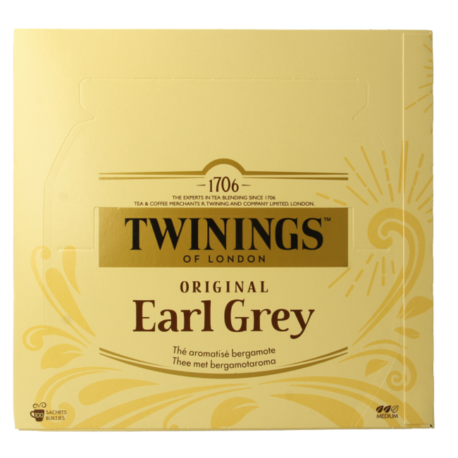 Twinings Earl Grey enveloppé 100 sachets