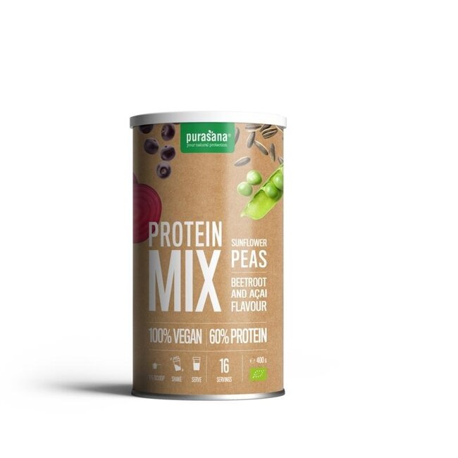 Purasana Protein-Mix Erbse Sonnenblume Rote Bete Acai vegan bio 400 Gramm