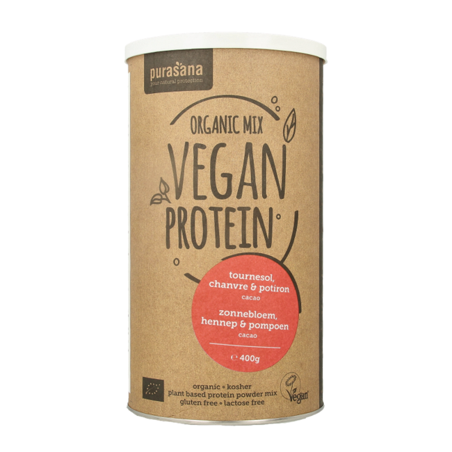 Purasana Protein Sonnenblume Hanf Kürbis Kakao Vegan Bio 400 Gramm