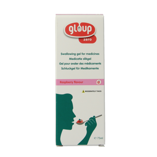 Gel Gloup Zero per l'assunzione di farmaci, lampone, 75 Millilitri