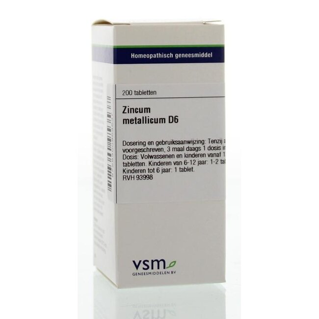 VSM Zincum metallicum D6 200 comprimés