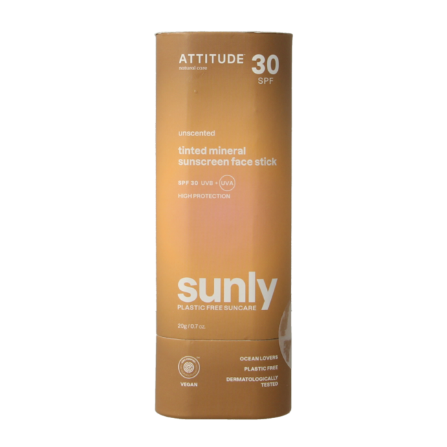 Attitude Sunly sztyft z filtrem przeciwsłonecznym do twarzy, tonujący, SPF30, 20 gramów