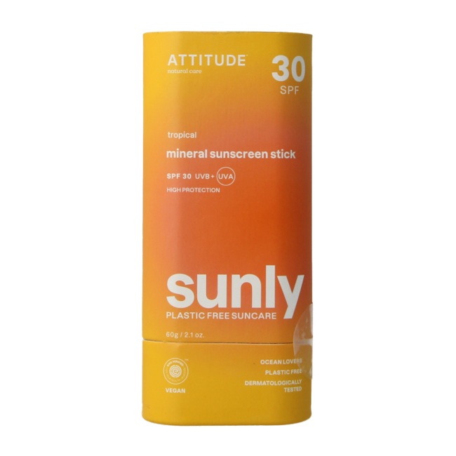 Attitude Sunly zonnebrandstick SPF30 tropisch 60 Gram