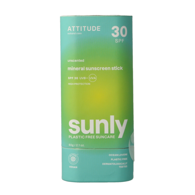 Attitude Sunly Sunscreen Stick SPF30 Fragrance-Free 60g