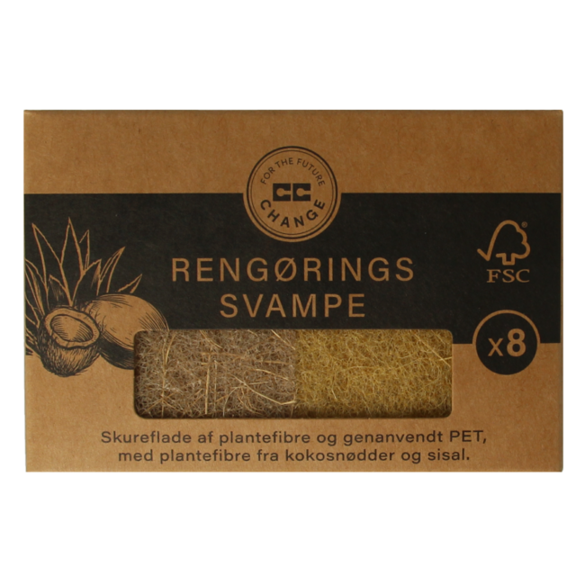 CC Hansen Petites éponges à récurer en fibres végétales de coco, 8 pièces