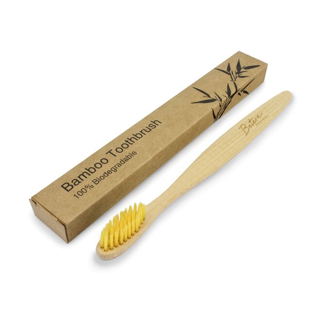 Cepillo de dientes de bambú Betere Producten para adultos, amarillo, 1 unidad