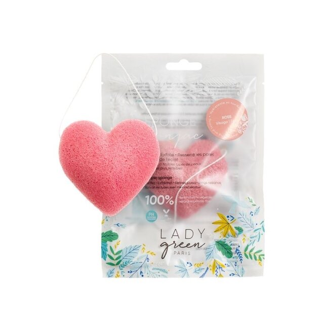 Esponja facial de Konjac Lady Green con rosa, 1 unidad