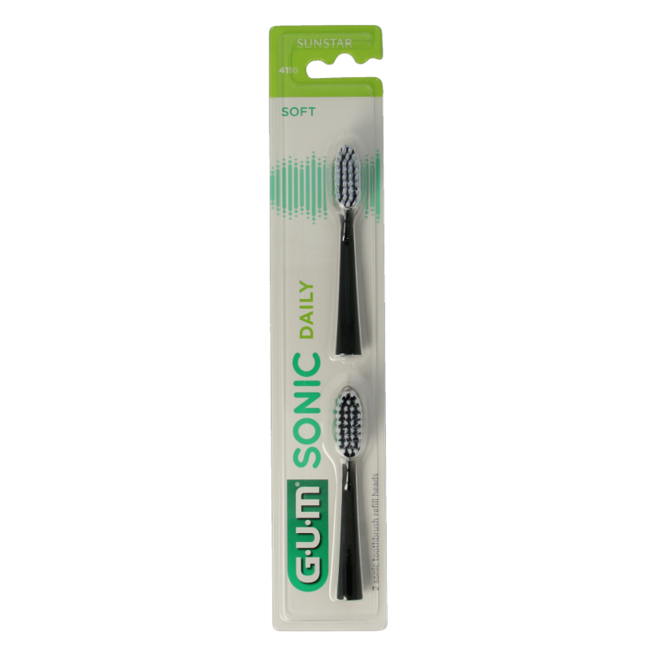 Testine di ricambio GUM Sonic morbide nere, 2 Pezzi