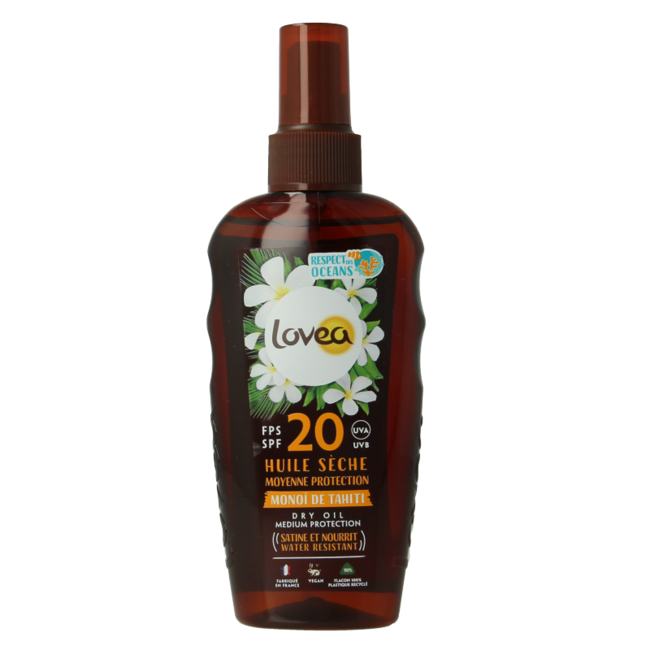 Olio Secco Lovea protezione media Monoi di Tahiti SPF20 150 Millilitri