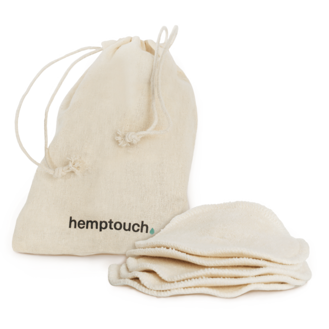 Hemptouch Wiederverwendbare Wattepads + Wäschebeutel, 5 Stück