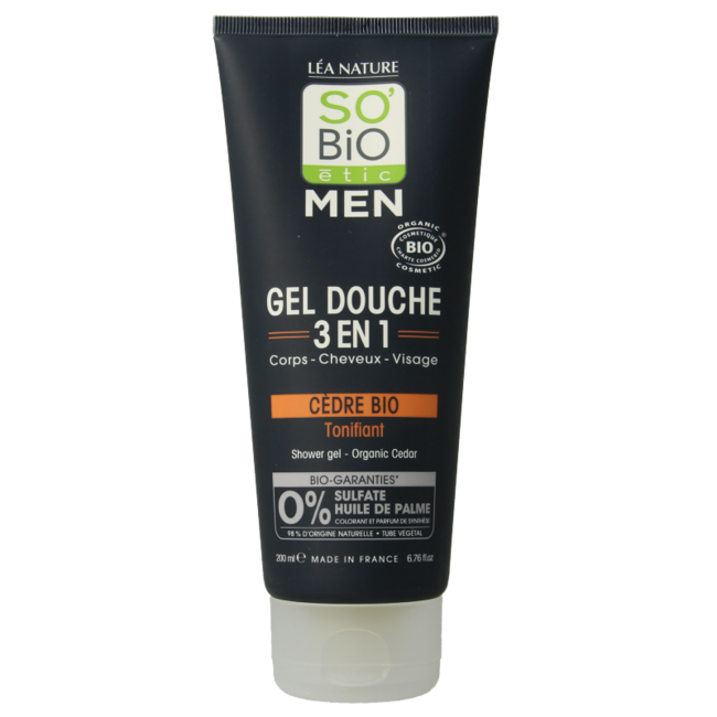 So Bio Etic Gel de ducha para hombre 3 en 1 cedro 200 mililitros