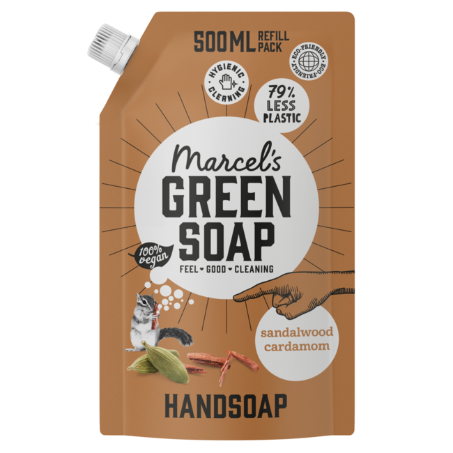 Jabón de manos Marcel's Green Soap sándalo y cardamomo recambio 500 ml