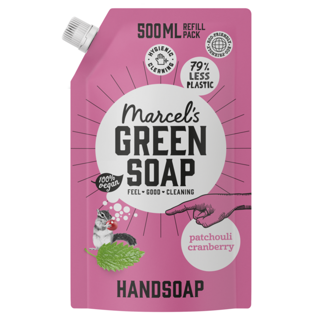 Mydło do rąk Marcel's Green Soap, paczula i żurawina, wkład uzupełniający 500 mililitrów