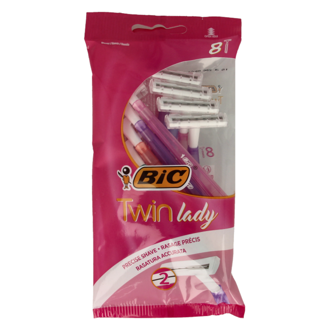 BIC Twin Lady Shaver Pouch 8, Pack of 8