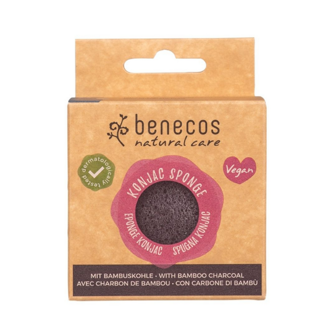 Benecos natural beauty Naturalna gąbka konjac – czarny bambus 1 sztuka
