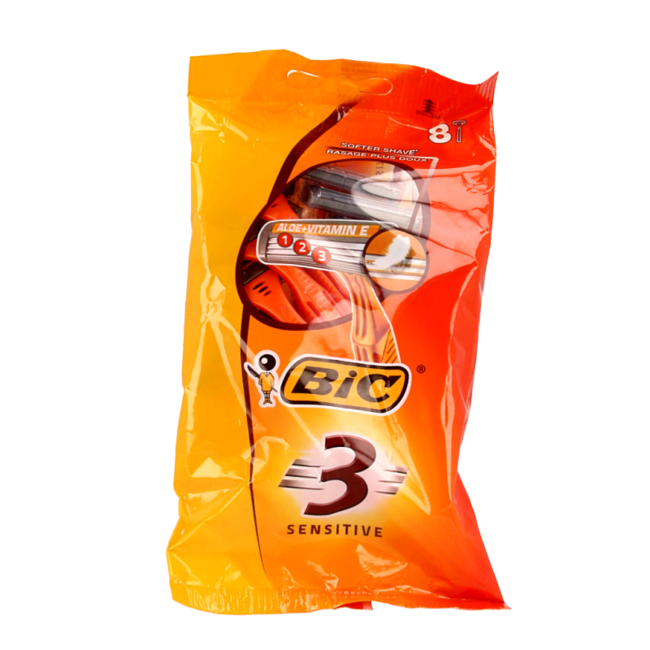 Rasoio usa e getta BIC 3 Sensitive (Bustina da 8 Pezzi)