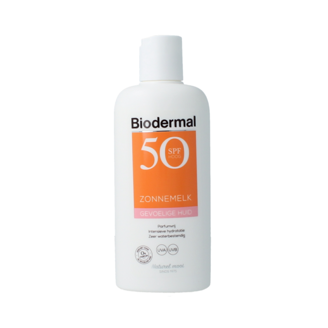 Biodermal Lait solaire peau sensible SPF50+ 200 ml