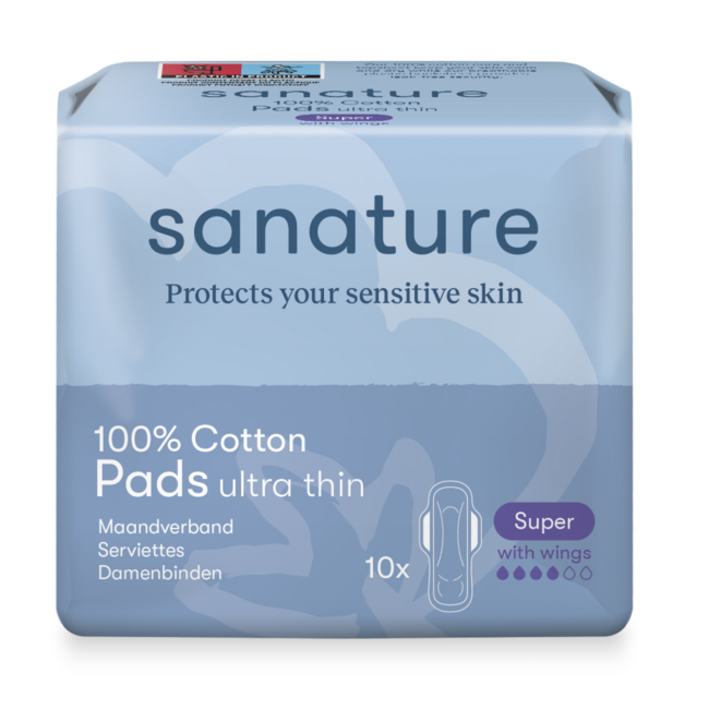 Sanature Super sanitary towels 100% cotton 10 pieces