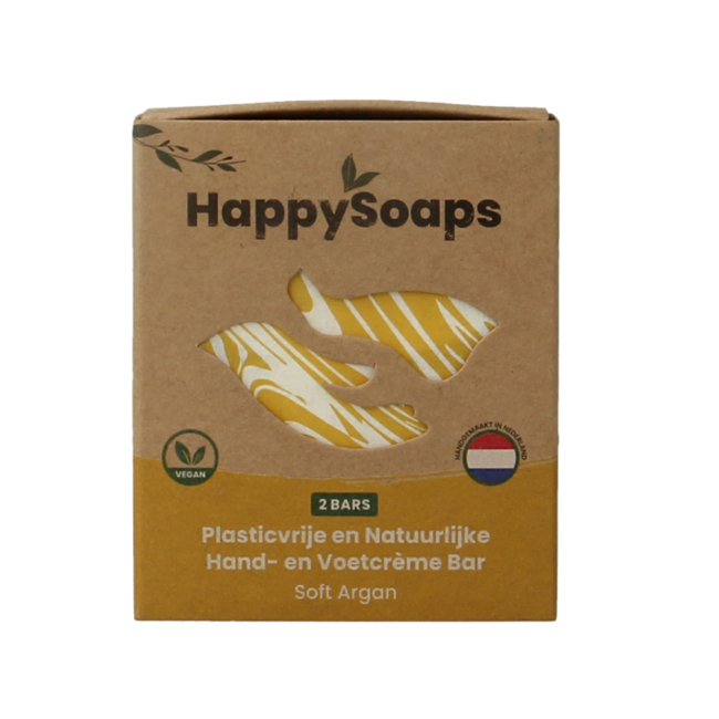 Happysoaps Panetto Crema Mani e Piedi Argan Delicato 40 Grammi