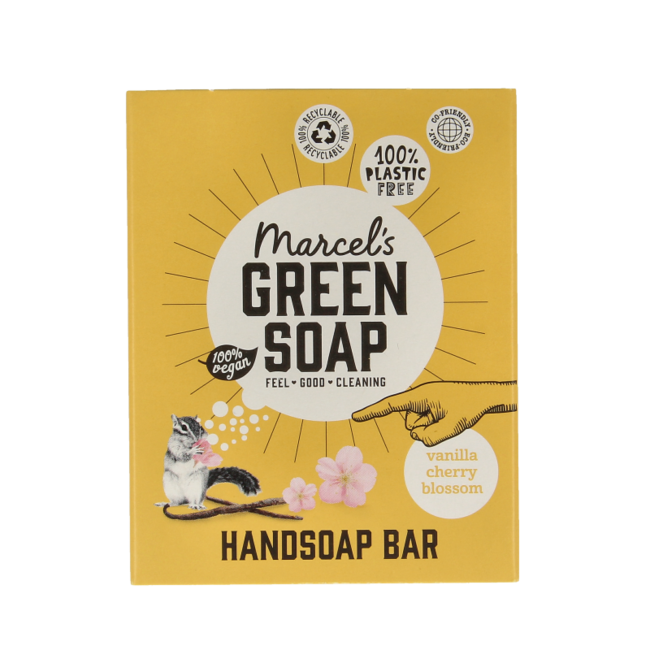 Marcel's Green Soap Handzeep bar vanille & kersenbloesem 90 Gram