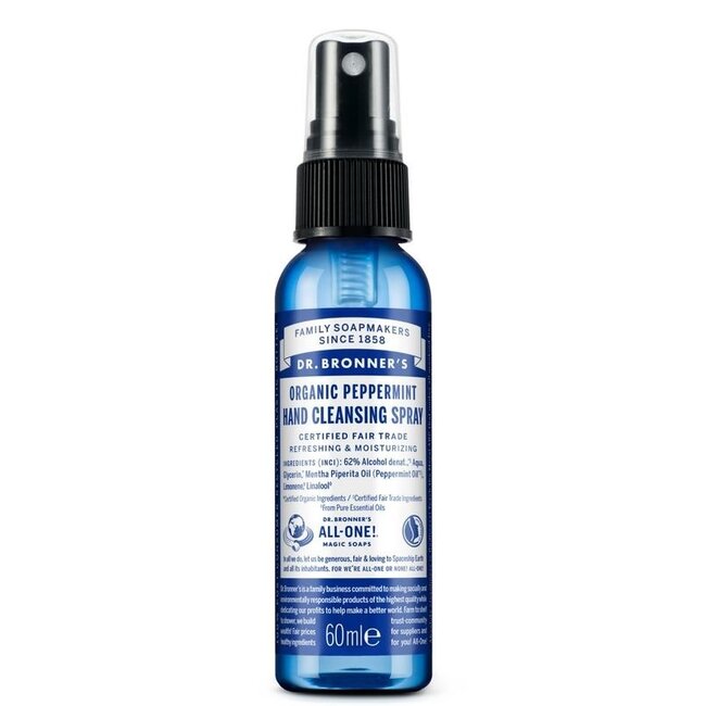 Spray do rąk Dr Bronner's Mięta pieprzowa 60 Mililitrów
