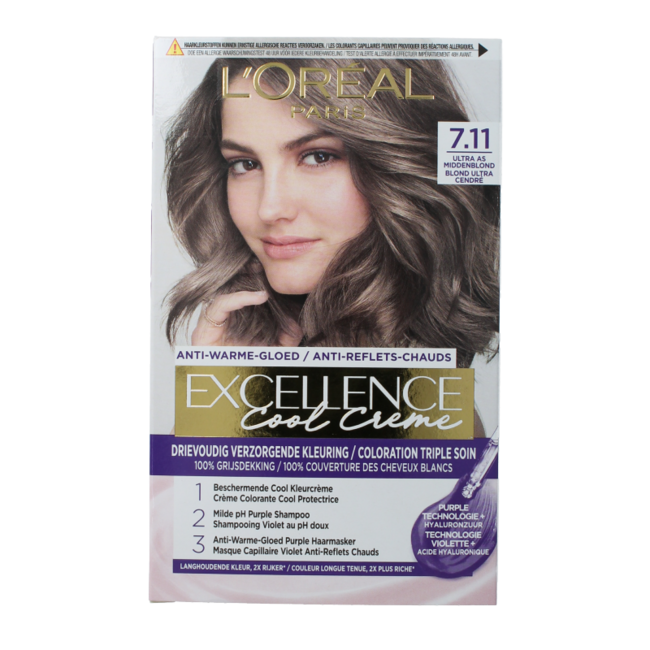 Excellence Cool Crème 7.11 Rubio Ceniza Ultra 1 unidad