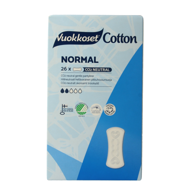 Vuokkoset Salvaslips normal de algodón orgánico 26 unidades