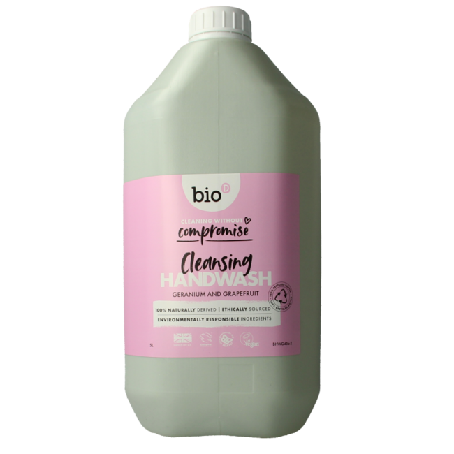 Savon liquide pour les mains Bio-D géranium et pamplemousse 5 litres