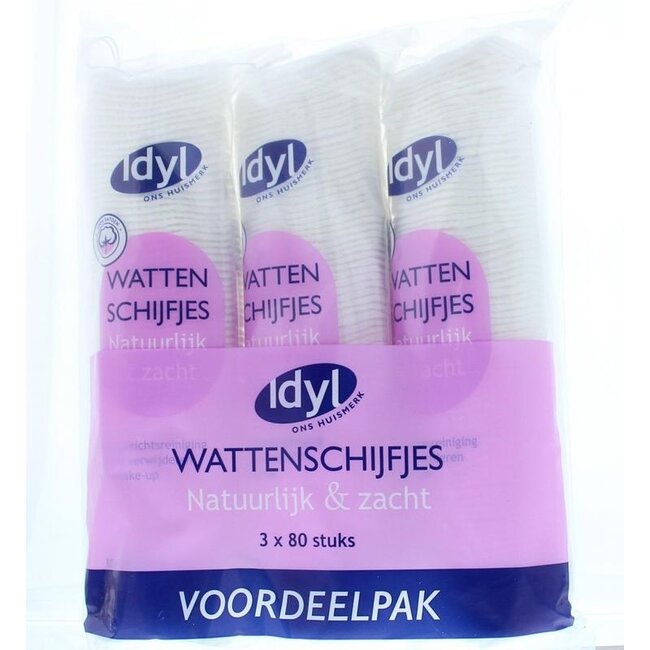 Płatki kosmetyczne Idyl, opakowanie ekonomiczne 80 sztuk, 3 opakowania